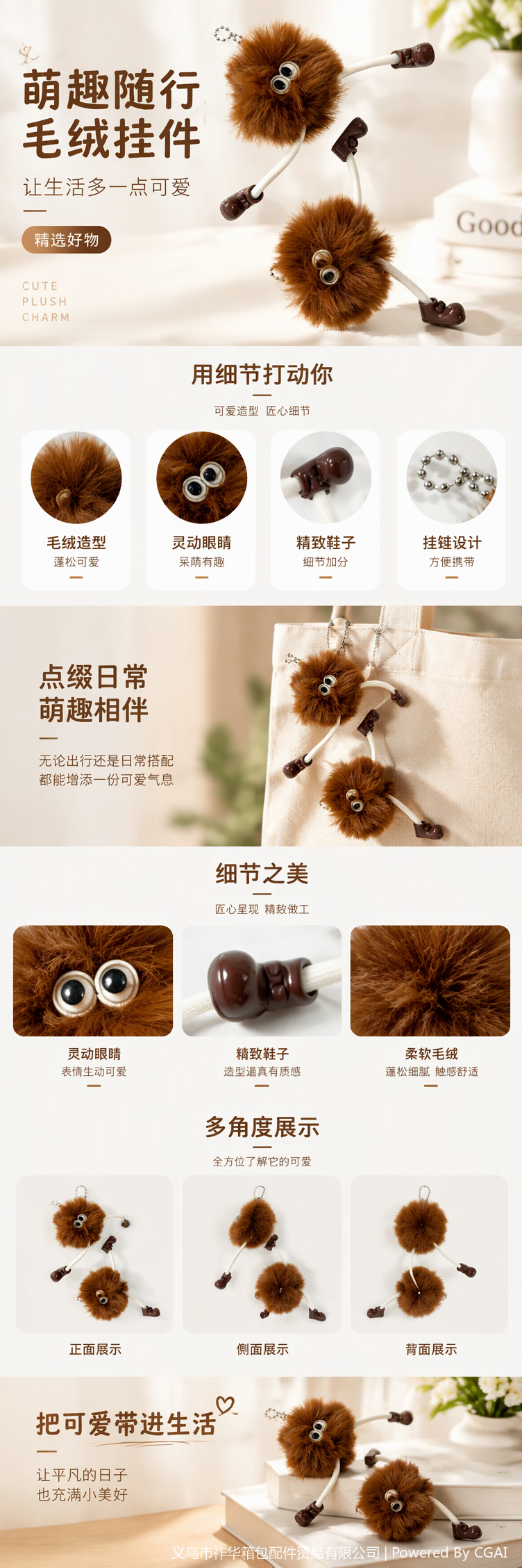 可爱卡通小人毛绒球挂件儿童房装饰布艺挂饰礼品赠品详情1