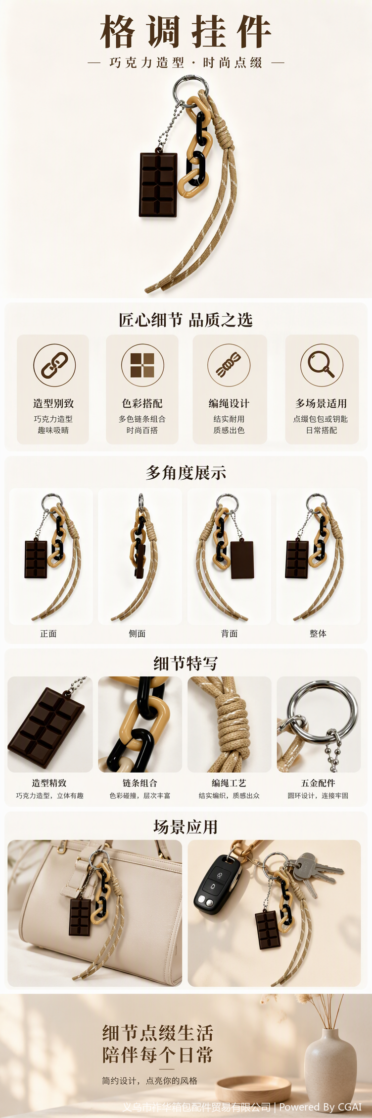 创意巧克力造型挂饰钥匙扣时尚个性卡通可爱多色多款任选详情1
