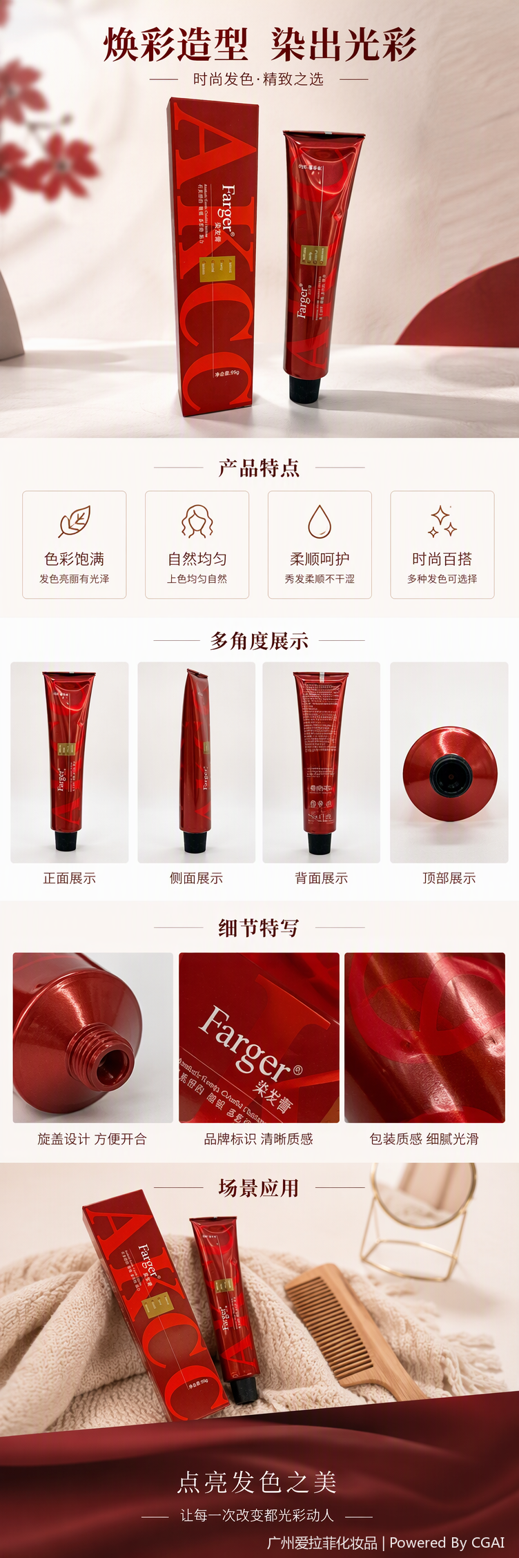 Soft and lustrous hair dye, long-lasting dyeing care, natural color, home hair care product pic 1