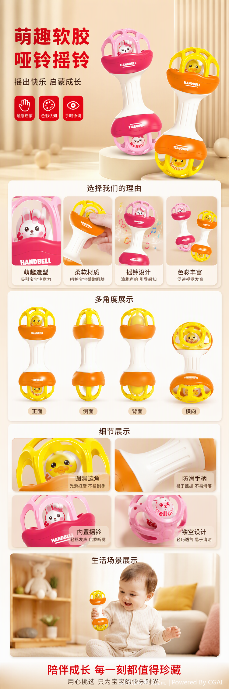 Moe FUNNY soft glue DUMBBELL RATTLE juguetes para niños finger grip puzzle juguetes para bebés iniciación temprana pic 1