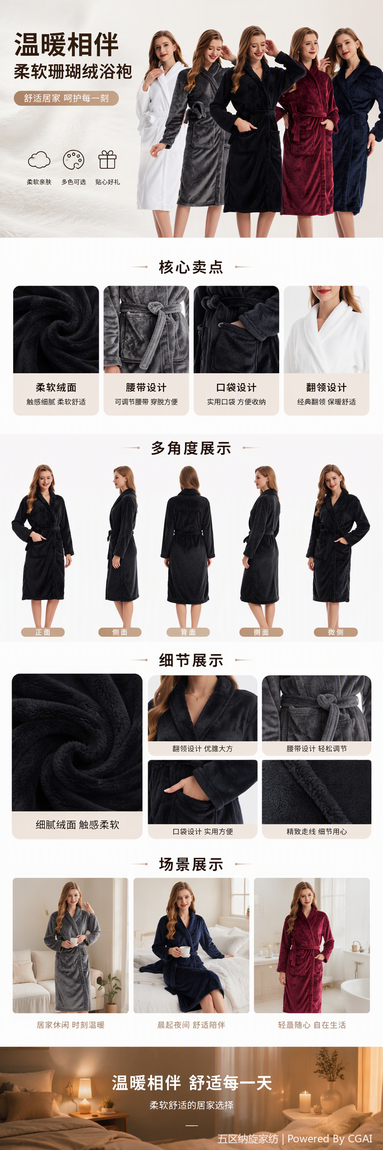 Five female models showcased multi-color suede bathrobes, hotel supplies and moxibustion suits, providing a comfortable experience. Best-selling styles are sold directly by the manufacturer pic 5