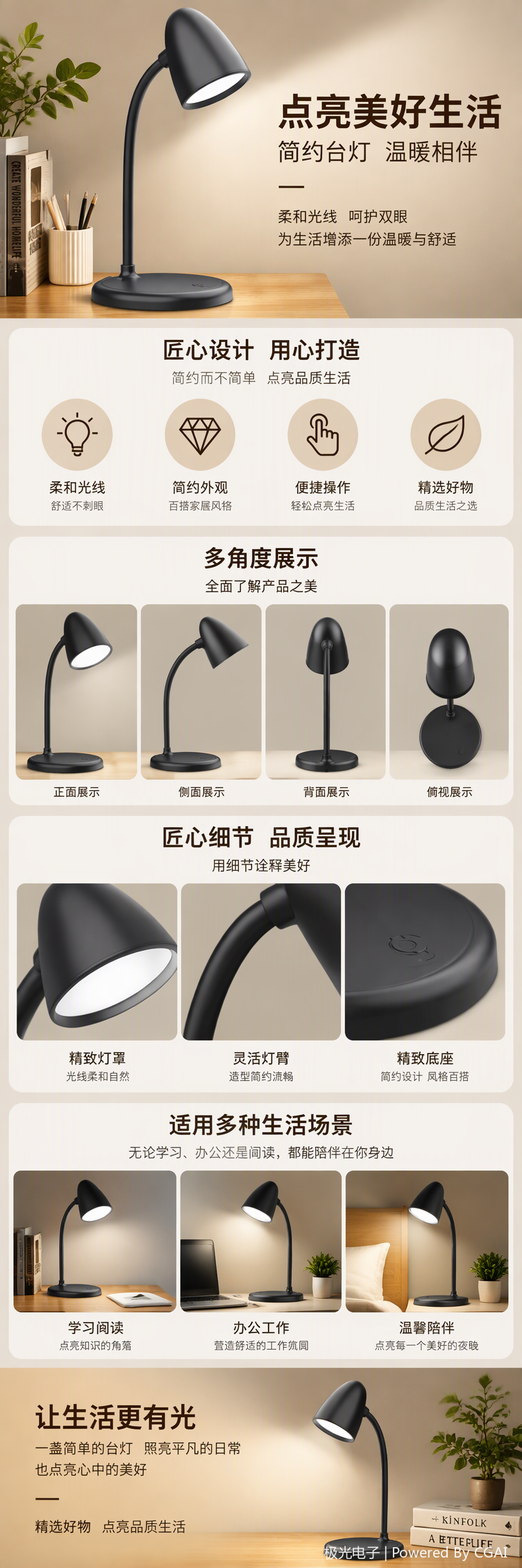Eye-protecting study desk lamp, night lamp, lighting reading desk lamp, warm and soft light desk lamp, student dormitory lighting fixtures pic 1