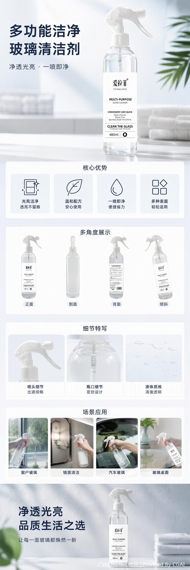 Multi-functional grease-removing glass cleaner  pic 1