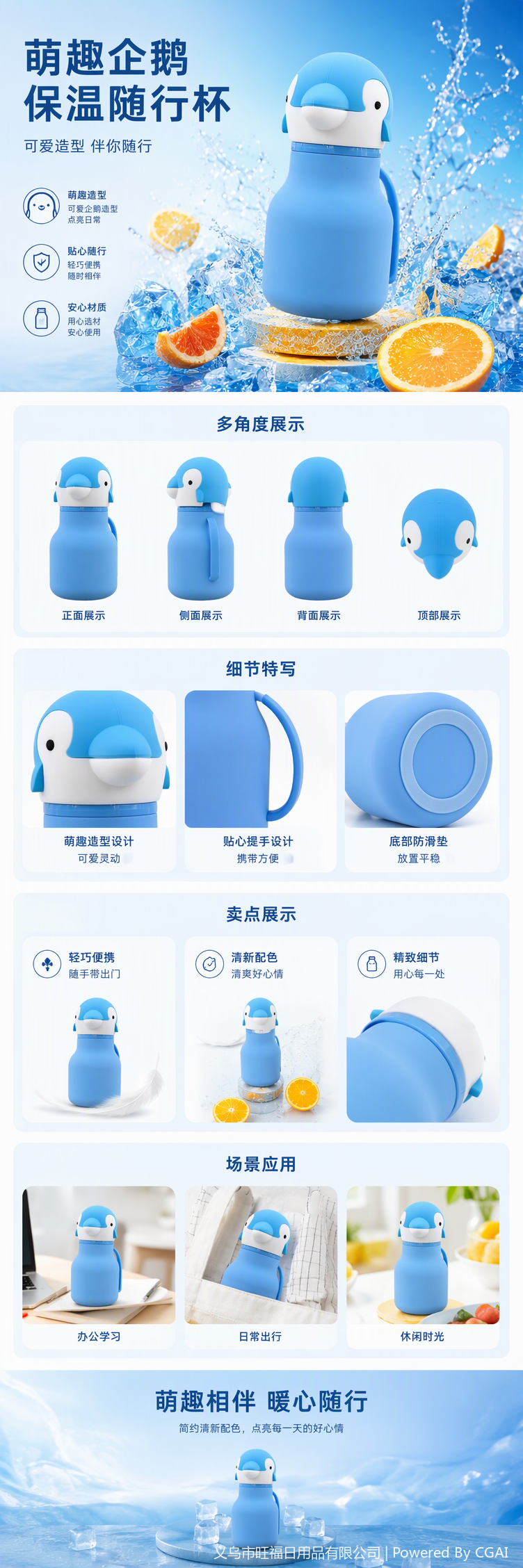 New daily necessities for both domestic and foreign trade wholesale, cartoon insulated cups, blue dolphin-shaped water cups, tea sets, creative tea cups, gifts and promotional items pic 1