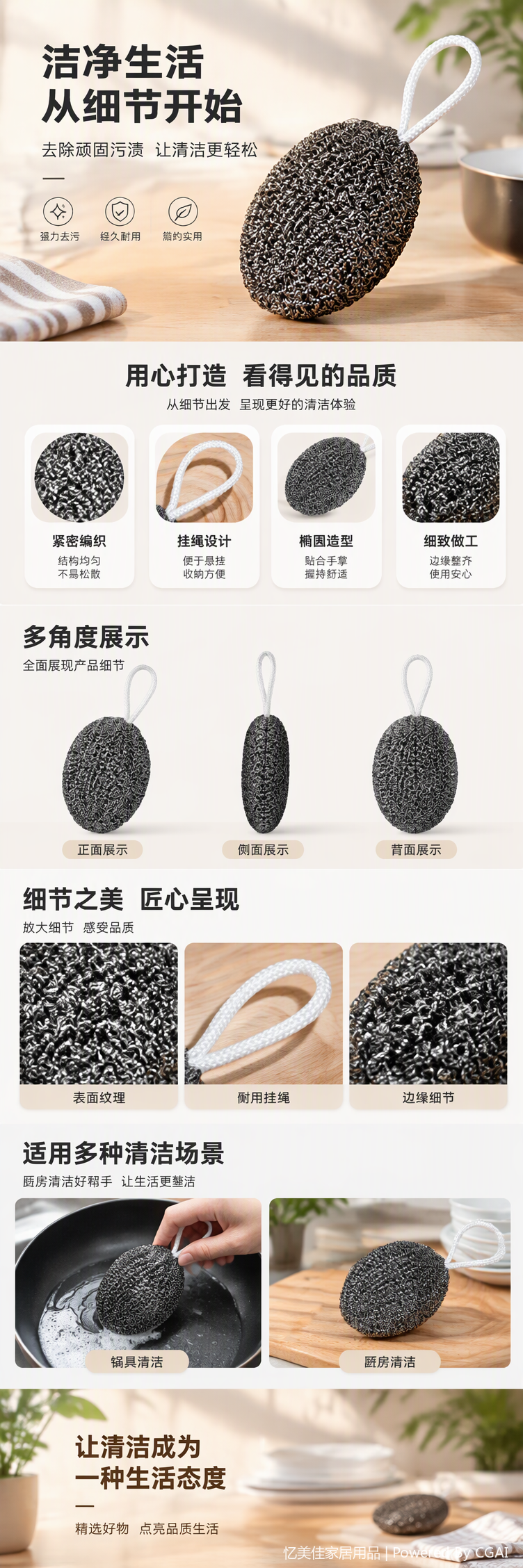 Multi-functional household cleaning balls, kitchen and bathroom dishwashing, wiping, decontamination and cleaning tools pic 1