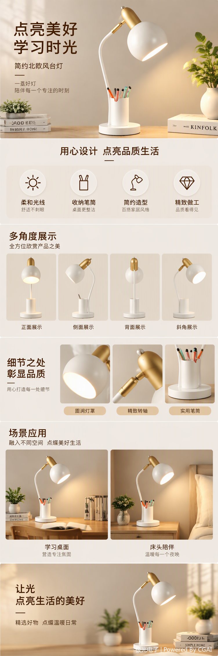 Eye-protecting reading desk lamp, desktop night light, study lighting, soft light eye-protecting lamp, student desk light strip dimming pic 1
