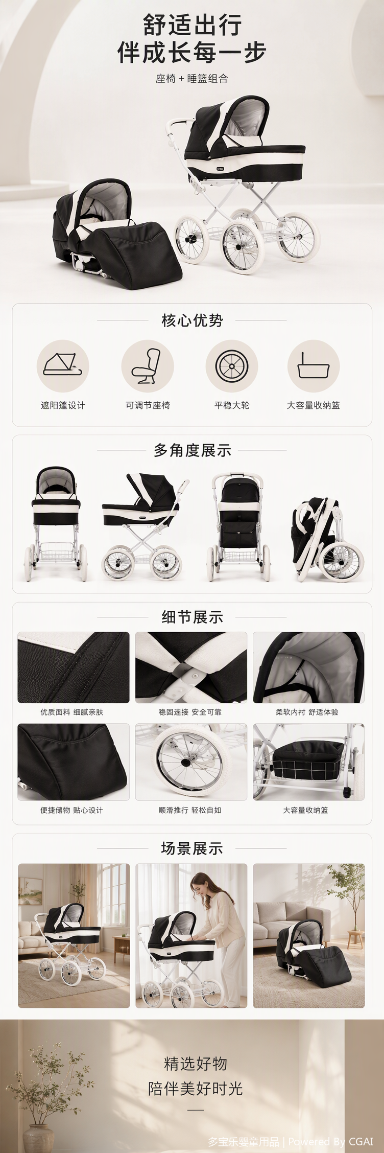 Multi-functional baby stroller, lightweight folding baby stroller, adjustable seat, infant stroller products pic 1