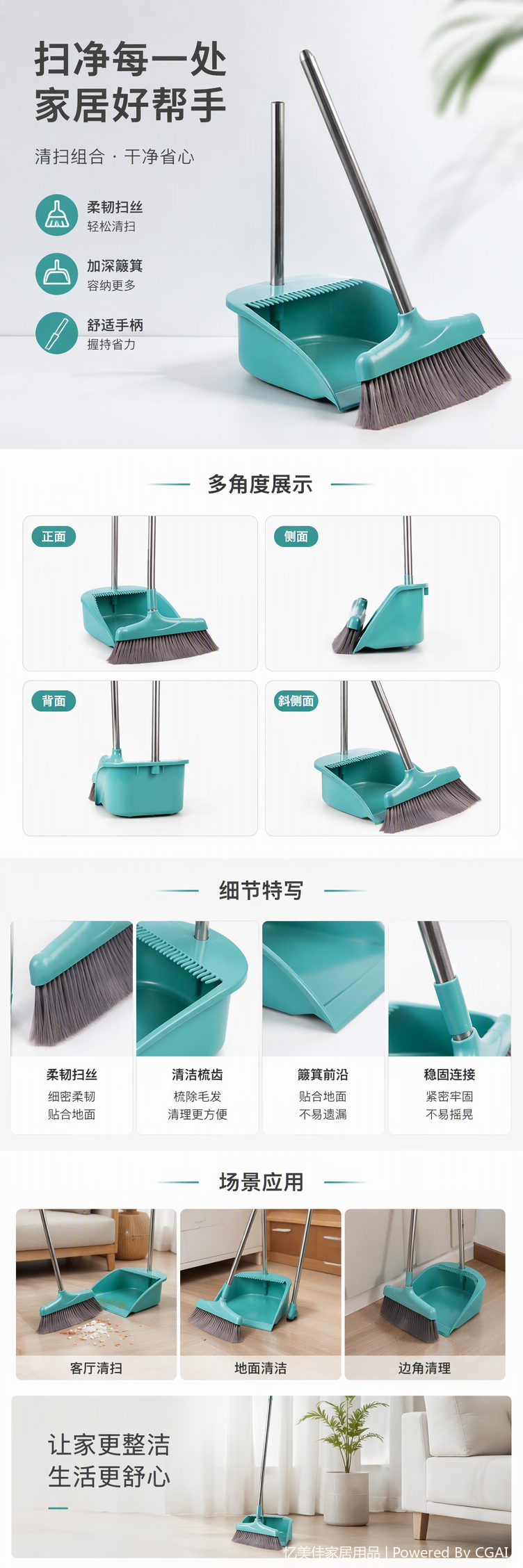 The multi-functional household broom and dustpan set is a durable and practical cleaning tool, an essential item for floor cleaning pic 1