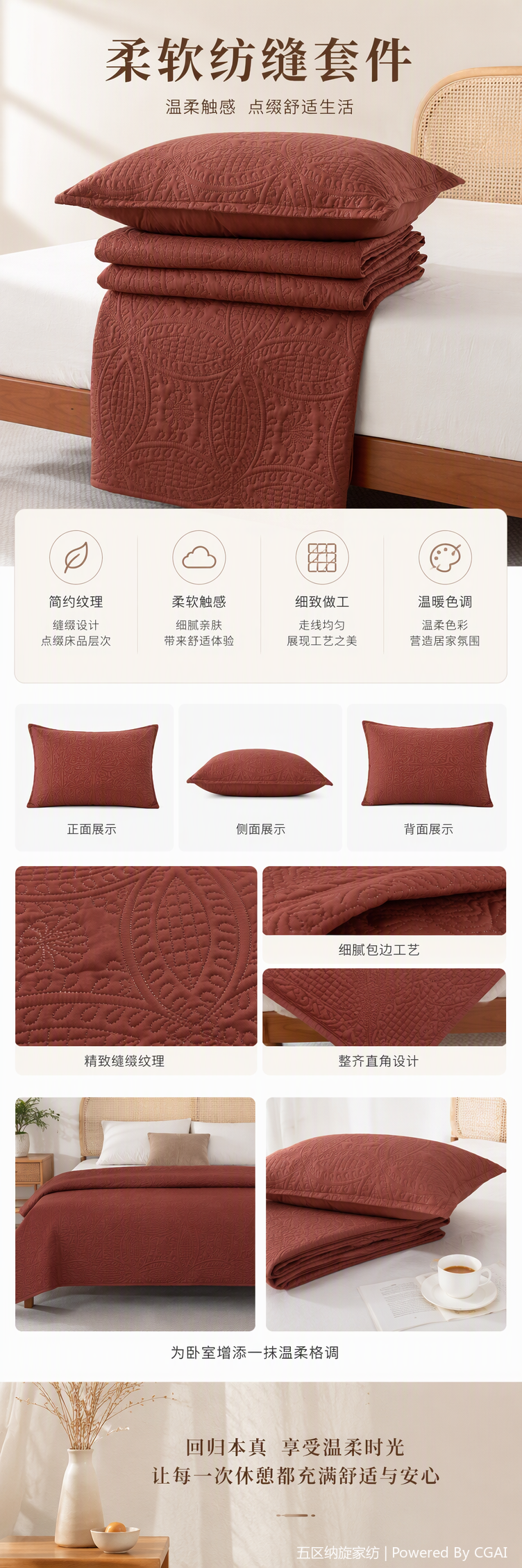 Simmons rust-red quilted pattern bed cover mattress compression care thickened multi-functional mattress products factory direct sales pic 5