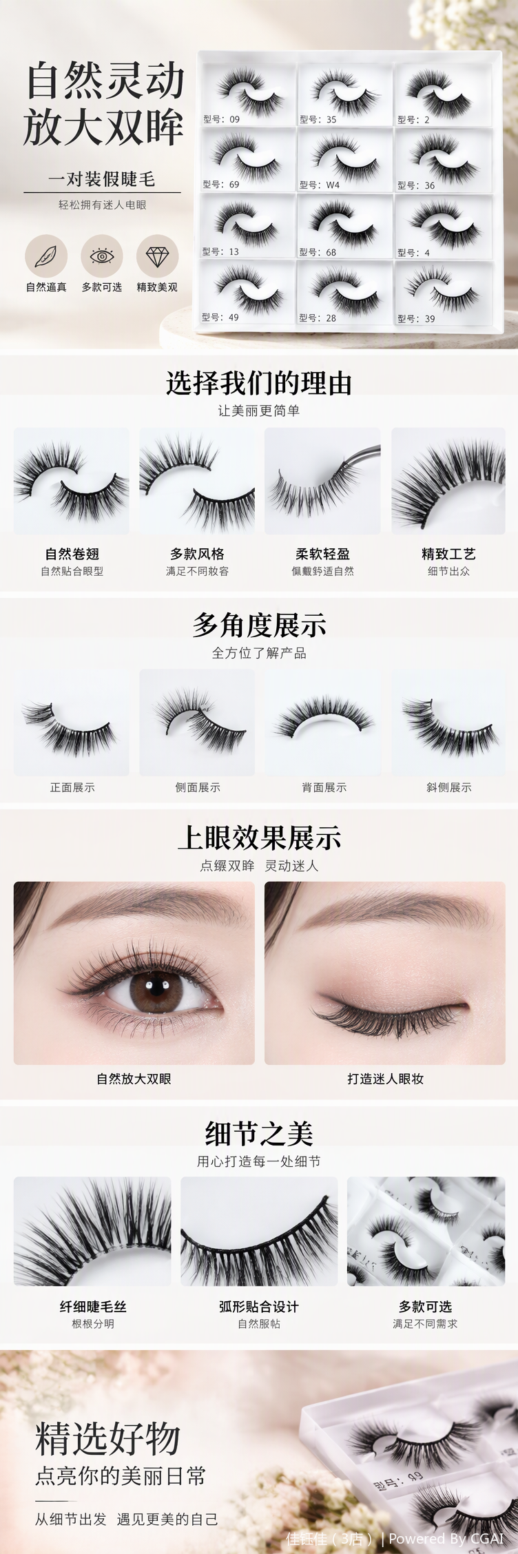 Natural thick false eyelashes, long-lasting anti-smudging, professional beauty tools, easily create charming eye makeup pic 1