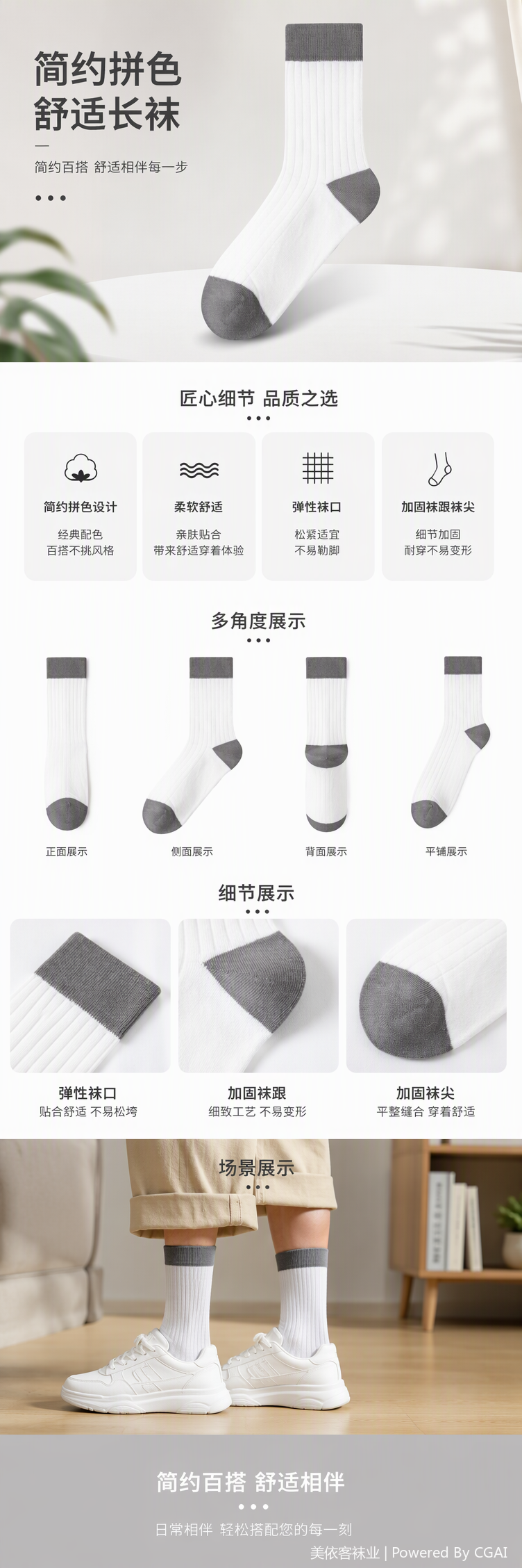 Comfortable, breathable and wear-resistant long-tube sports socks for both women and men, a versatile and casual choice pic 1