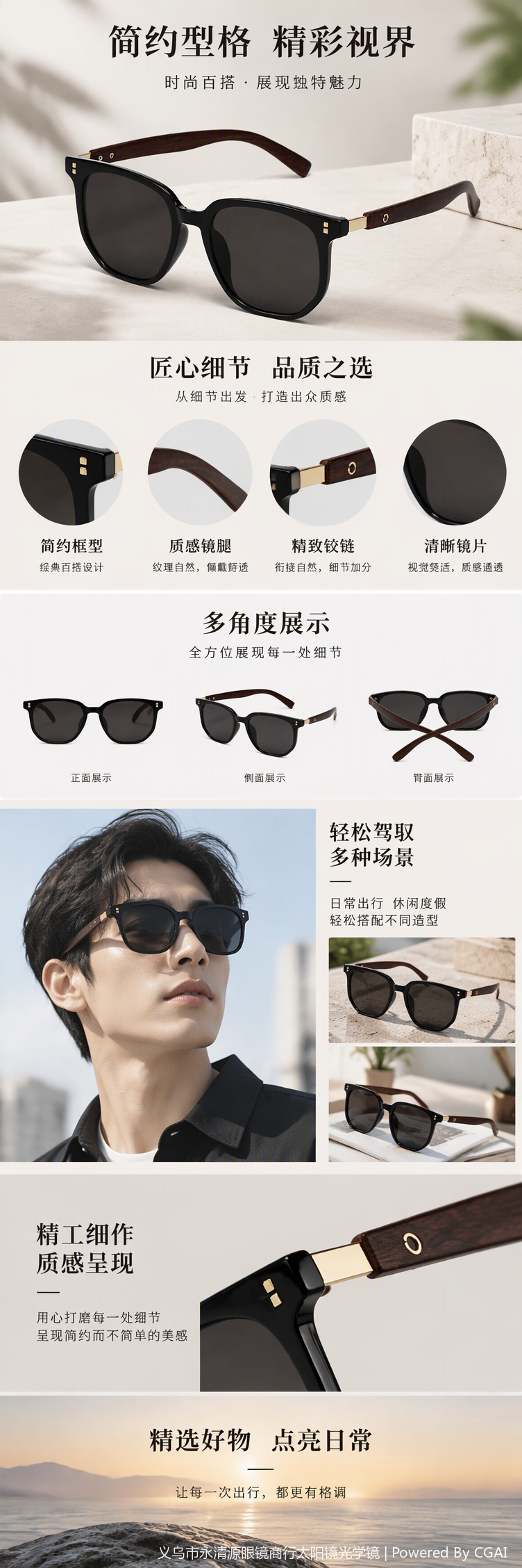 Fashionable polarized sunglasses for men and women, trendy sunglasses for UV protection, casual sports sunglasses accessories pic 1