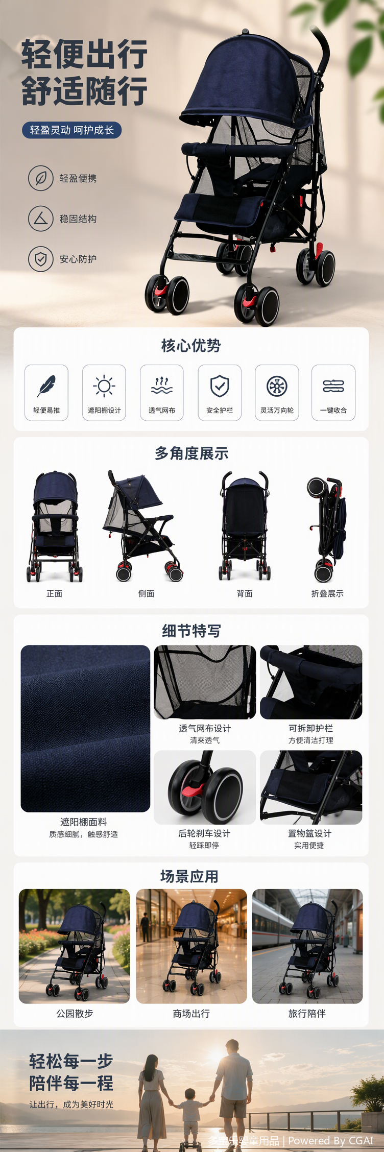 Multi-functional baby stroller, lightweight and portable, foldable stroller, baby seat, infant stroller products pic 1