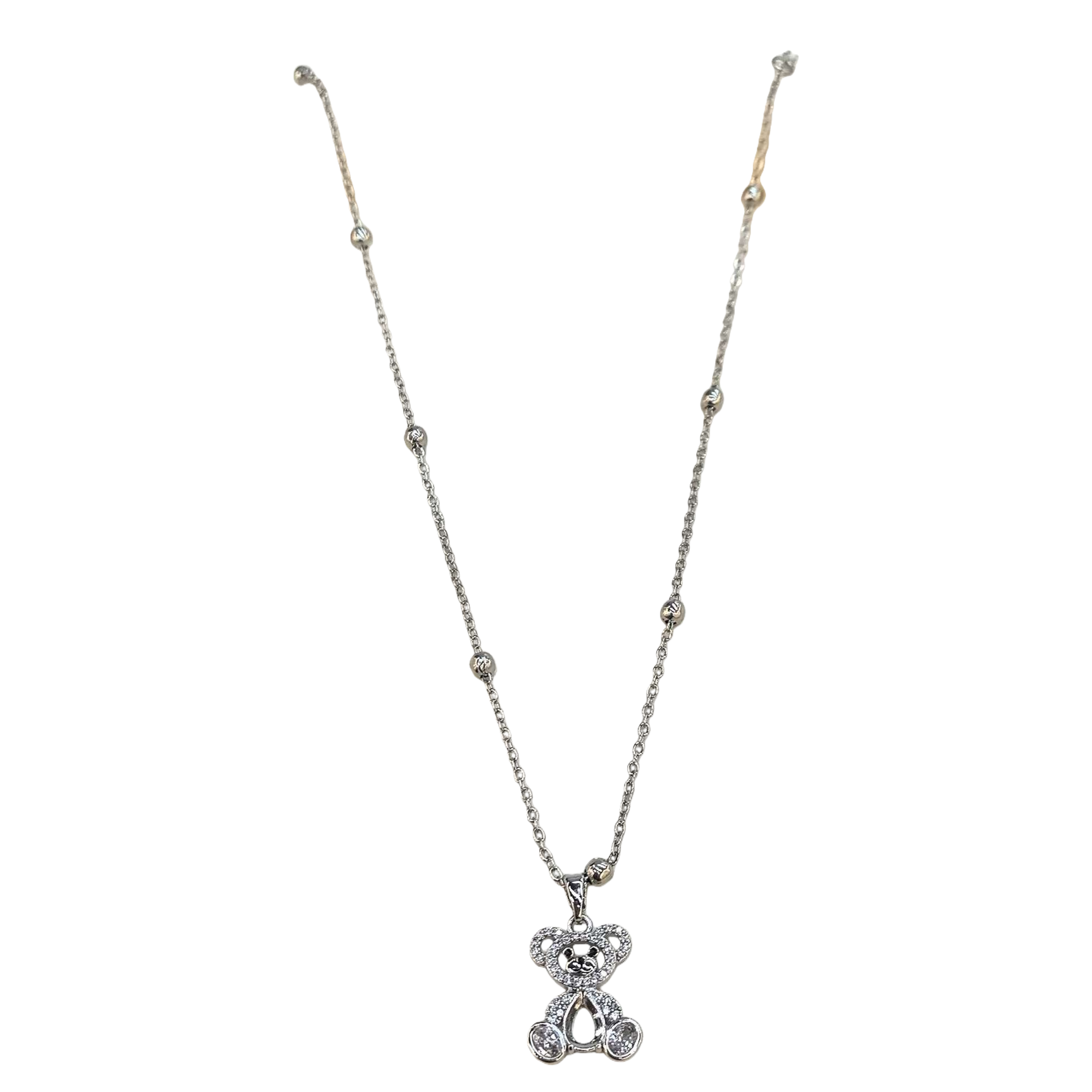 Plata con diamantes cute bear colgante collar moda versátil mujer joyería regalo Item Picture