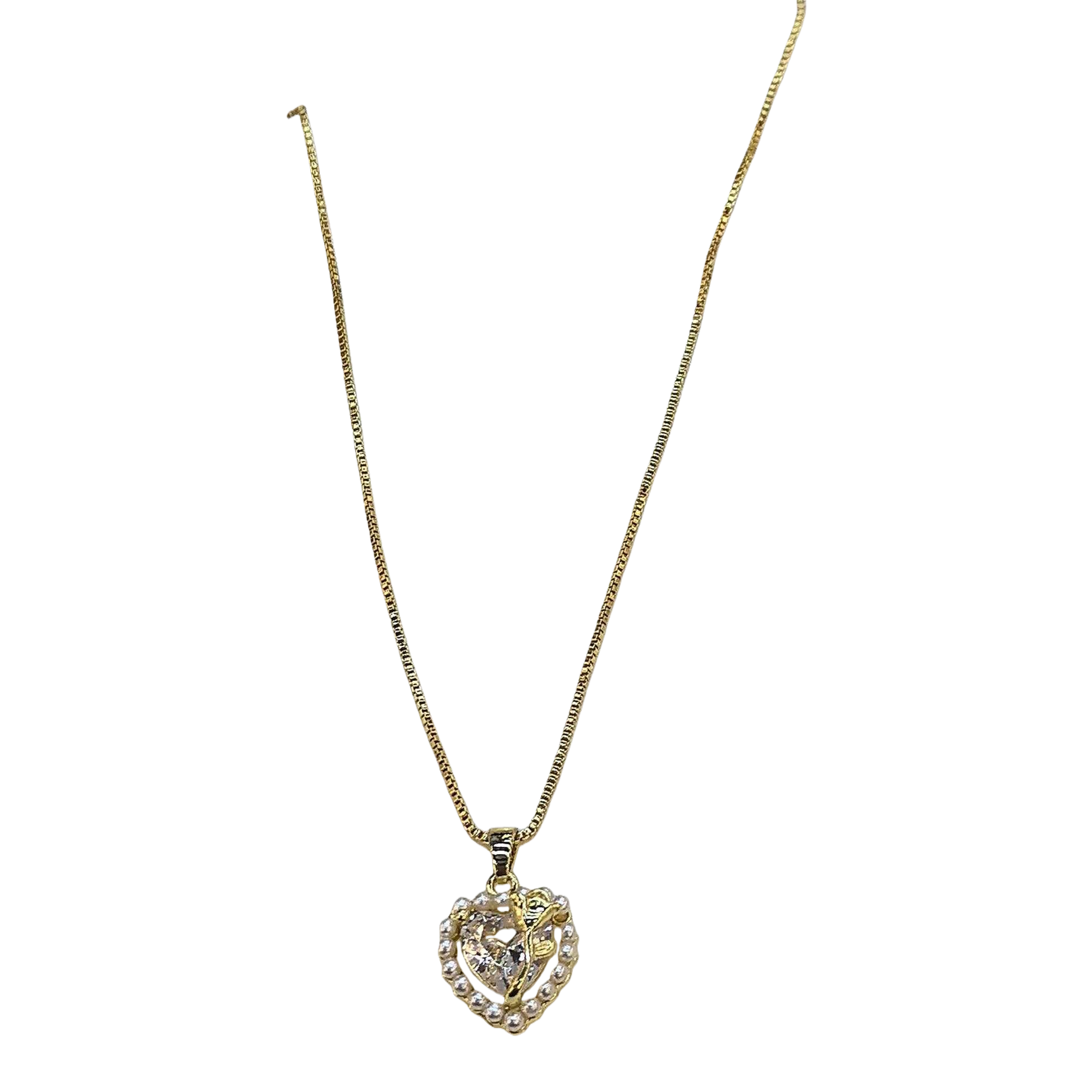 Fashionable golden chain heart-shaped pendant necklace, simple and versatile women's accessory gift Item Picture