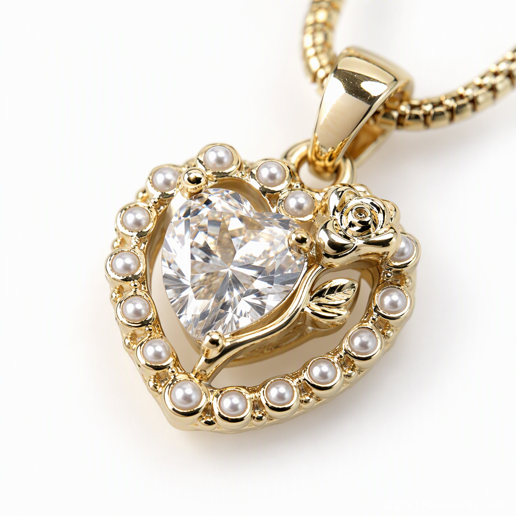 Fashionable golden chain heart-shaped pendant necklace, simple and versatile women's accessory gift Application Scenario