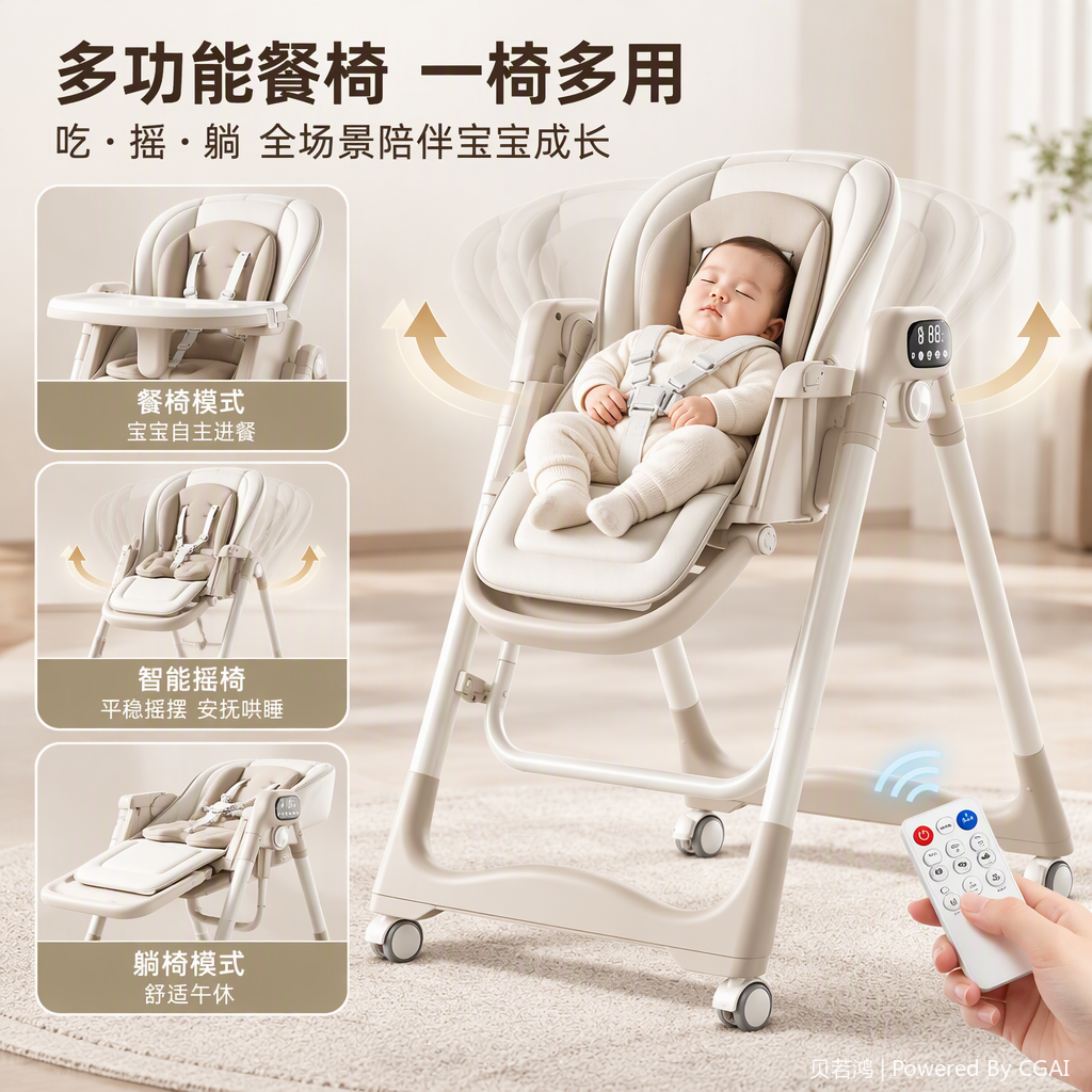 Multi-functional children's high chair, adjustable safety seat for babies, infant and toddler dining chair, children's seat, complementary food dining table chair details Picture