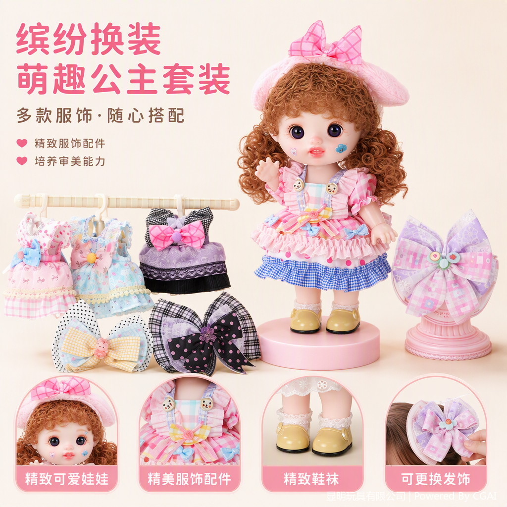Yasini Culture is honored to present a pink and cute doll princess set children's doll gift box as a festival gift for girls