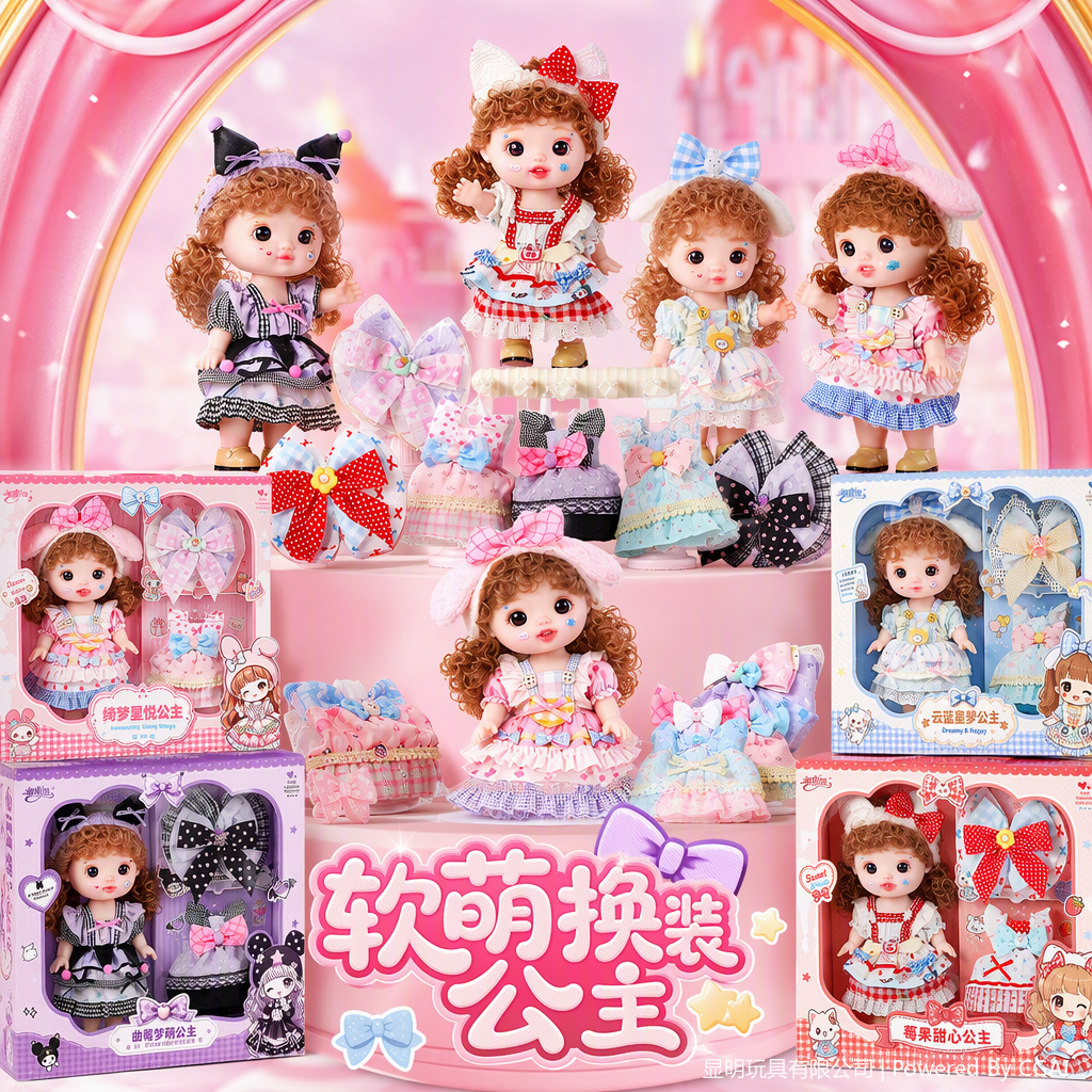 Yasini Culture is honored to present a pink and cute doll princess set children's doll gift box as a festival gift for girls Specification image