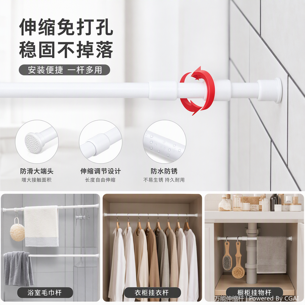 Multi-functional shower head set, stainless steel lift nozzle, bathroom accessories, simple and modern home heating and plumbing hardware products Specification image