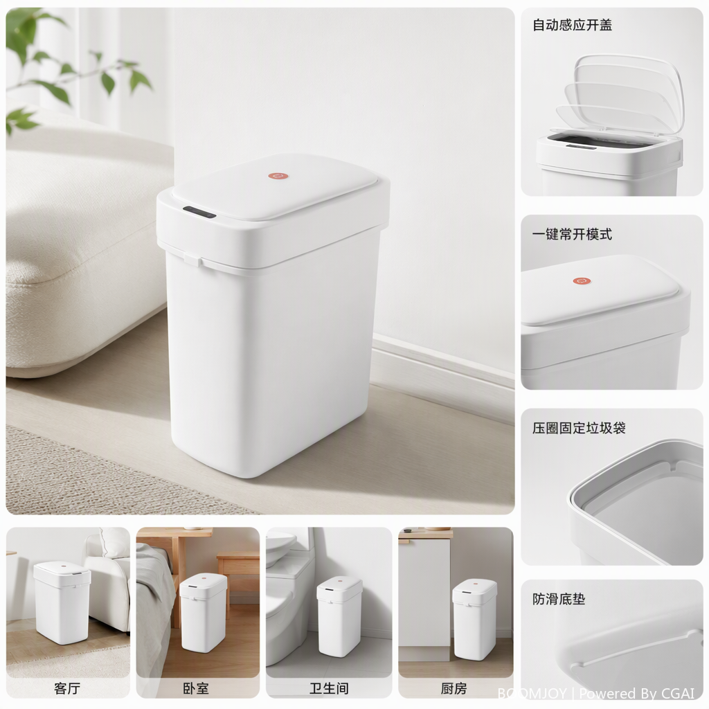 Cubo de basura doméstico multifuncional de gran capacidad baño de cocina cubo de almacenamiento de plástico simple ambiental duradero