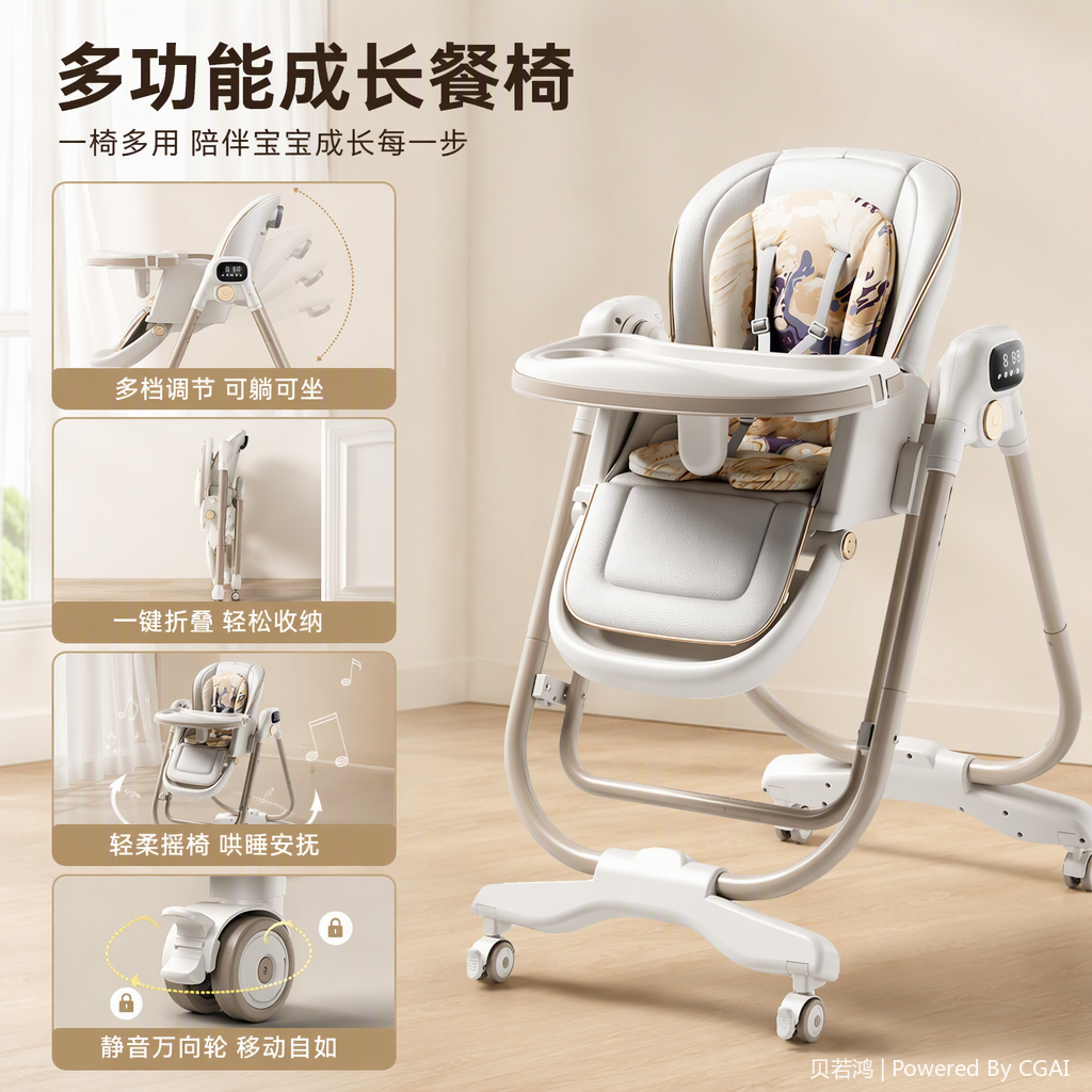 Silla de comedor multifuncional para niños bebé ajustable asiento de seguridad antideslizante silla de comedor para bebés y niños con respaldo portátil Specification image