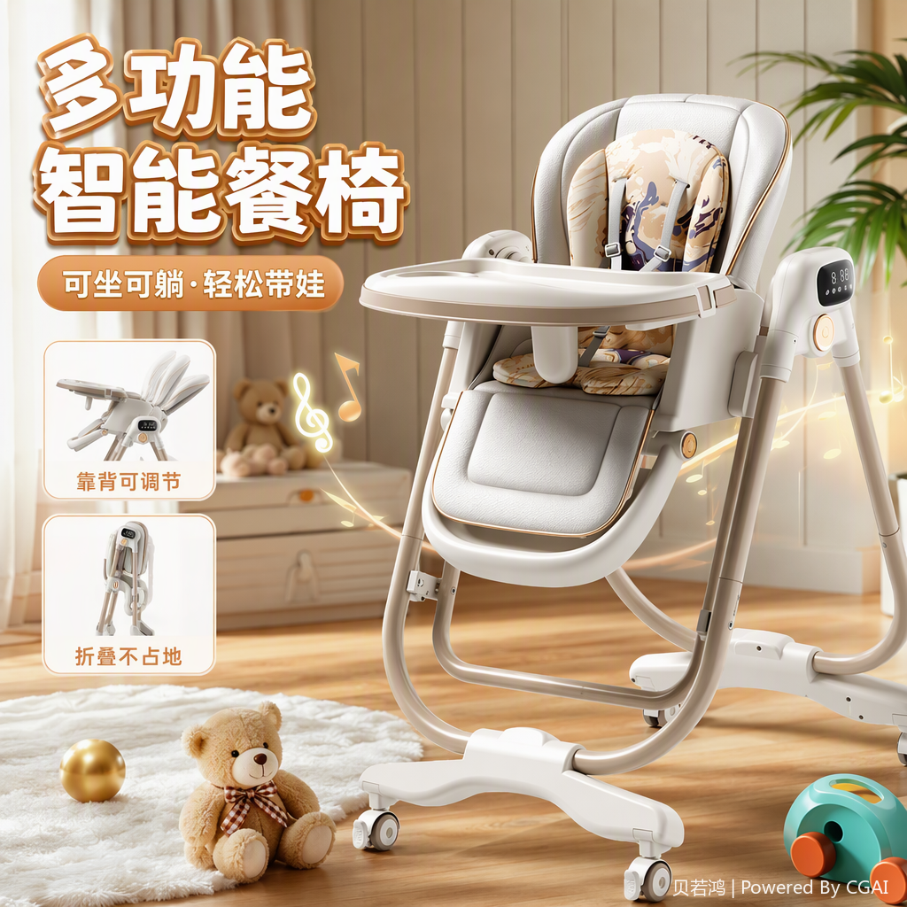 Silla de comedor multifuncional para niños bebé ajustable asiento de seguridad antideslizante silla de comedor para bebés y niños con respaldo portátil details Picture