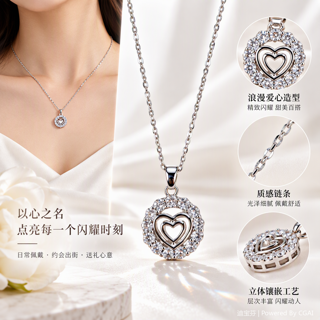 Moda plata corazón diamantes colgante collar mujer versión coreana simple y versátil tendencia accesorios regalos regalos