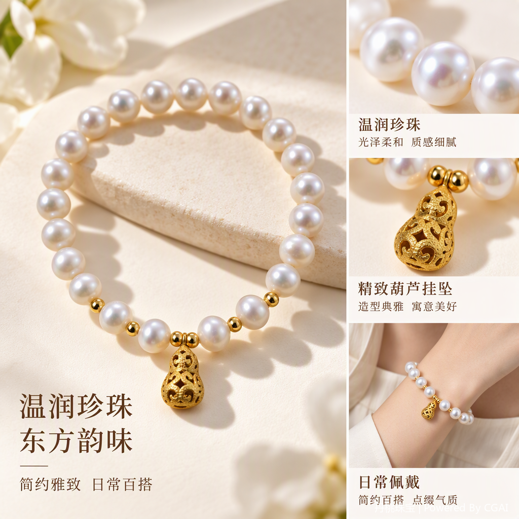 Natural freshwater pearl bracelet for girls in Korean style, simple and elegant, a versatile accessory for students and a trendy gift full image