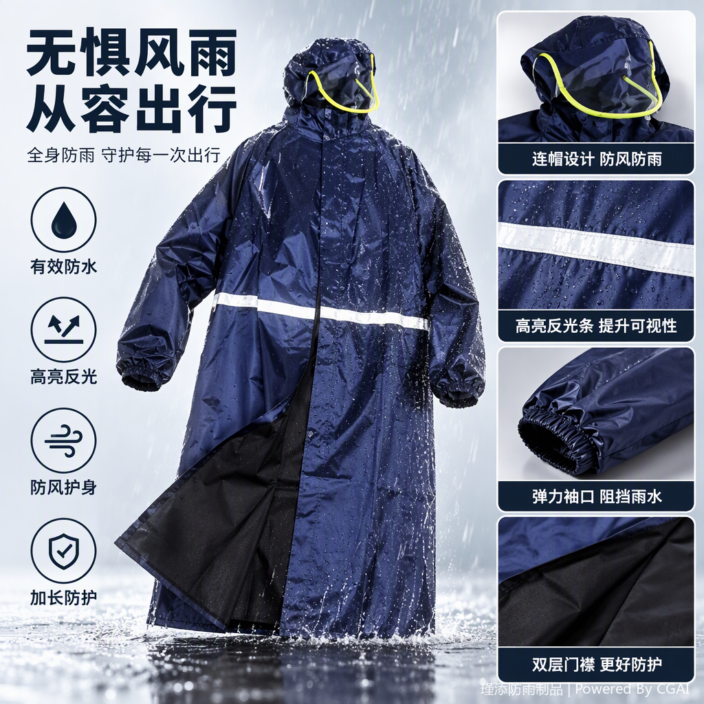 Windproof, sunshade and rainproof one-piece raincoat, outdoor raincoat, portable waterproof, windproof and rainproof equipment, suitable for both men and women in multiple colors details Picture