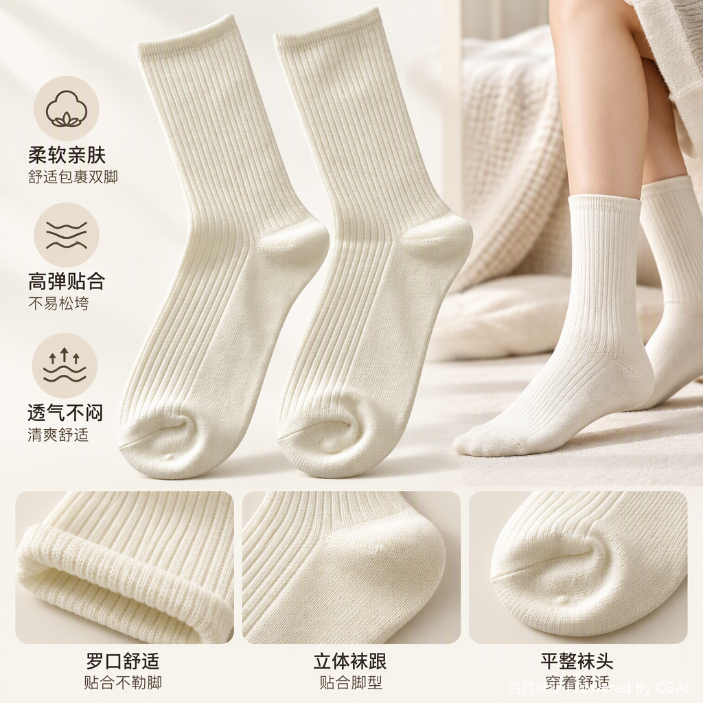 Comfortable and breathable business sock accessories for men and women, low-top casual sports long-sleeved professional underwear details Picture