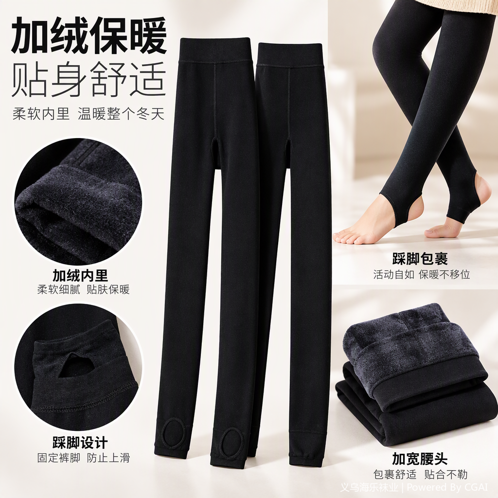Fashionable, versatile, slim and elastic long pants for women in autumn and winter, black leggings, thin and slimming, warm and sporty pants