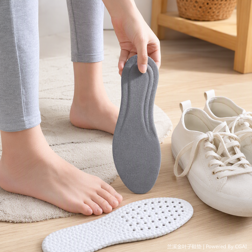 Breathable honeycomb white insoles, grey fabric comfortable and pressure-reducing sports and casual insoles, foot pads details Picture
