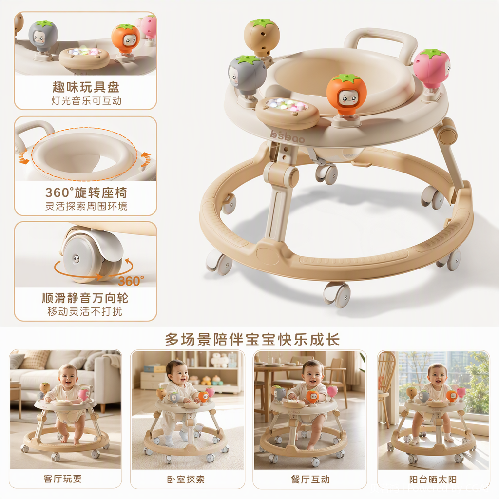 Andador multifuncional para niños bebé carro de educación temprana trolley para niños buggy con música asiento de seguridad antideslizante correa de seguridad productos de cama para niños productos para madres y bebés coche de equilibrio Item Picture