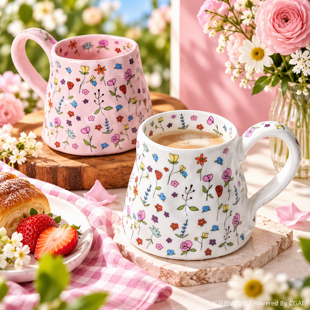فنجان الخزف الخلاق، كوب الحليب والبن المنزلي العادي، هو عبارة عن هدية بسيطة من طالب في مكتب شخصي Item Picture