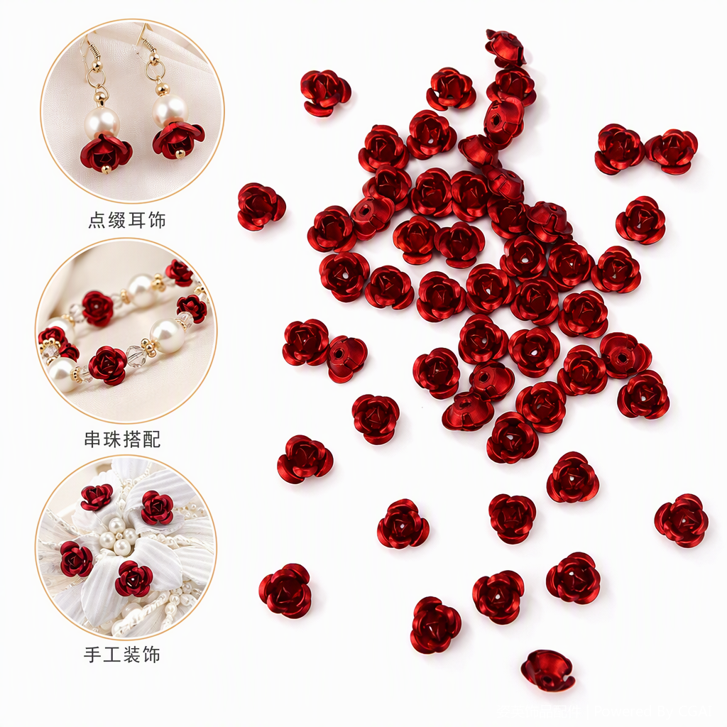 韩版铝制玫瑰花6mm28#色1包1000颗