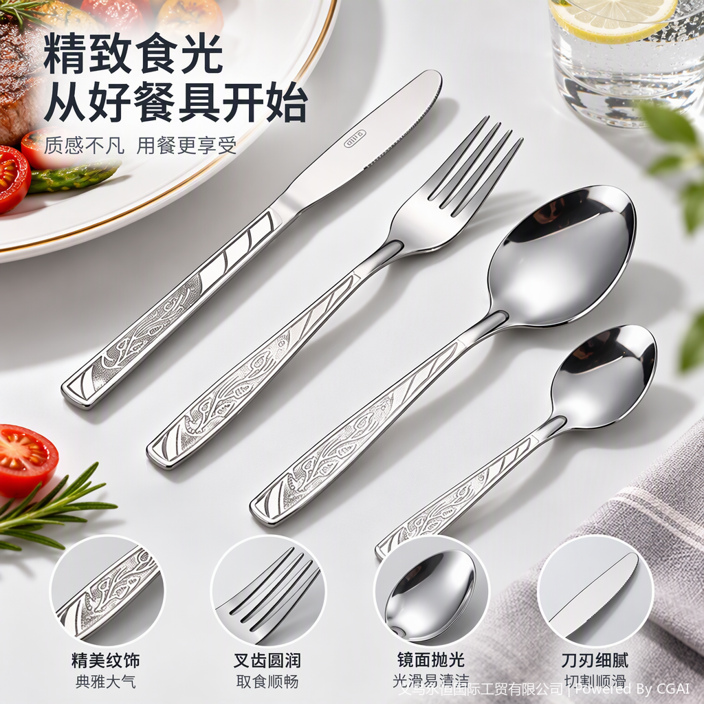 Multi-functional Western knife, fork and spoon set, high-end tableware combination, practical kitchenware, essential for restaurants details Picture
