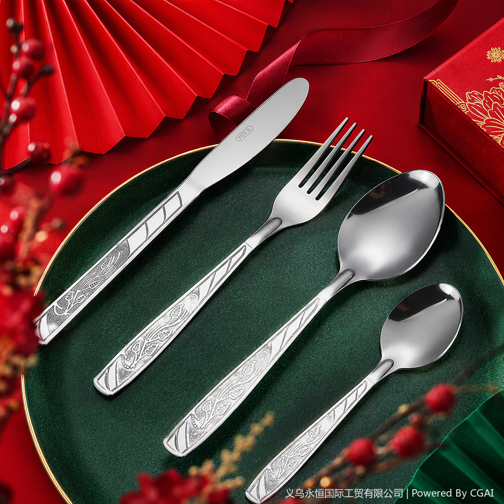 Multi-functional Western knife, fork and spoon set, high-end tableware combination, practical kitchenware, essential for restaurants Specification image