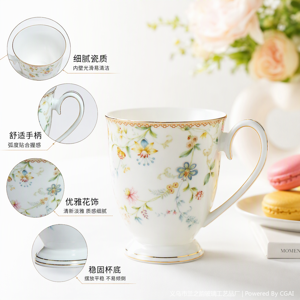 كأس خزف متعدد الألوان، مستلزمات منزلية، وكؤوس قهوة للطلبة Specification image