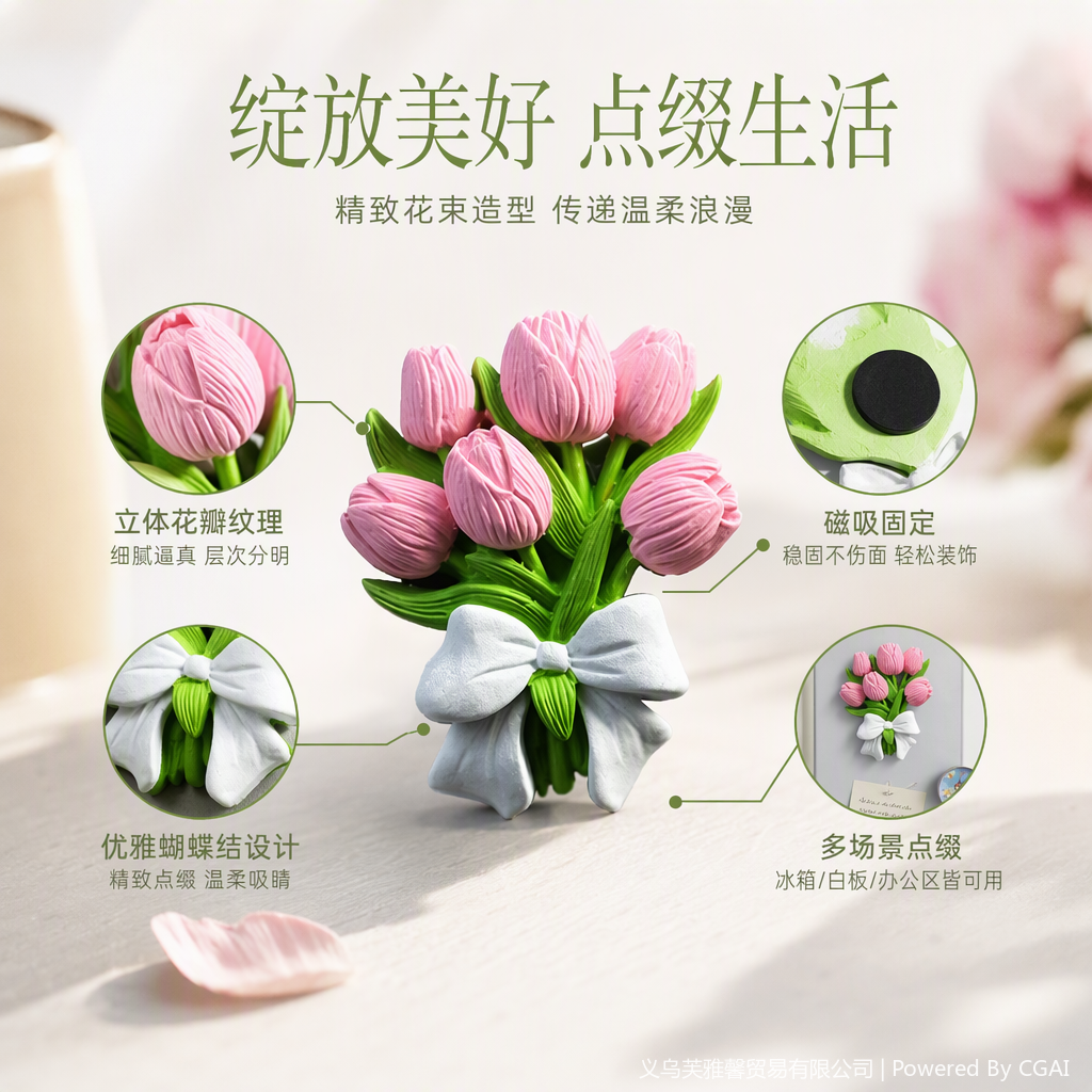 Tulip car air outlet with essential oil aroma diffuser, creative aroma decoration, aroma stone, long-lasting home fragrance, aroma burner, aroma products Specification image