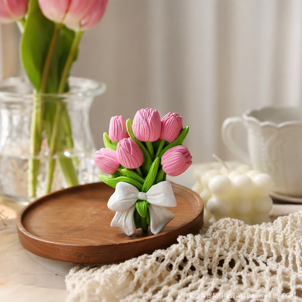 Tulip car air outlet with essential oil aroma diffuser, creative aroma decoration, aroma stone, long-lasting home fragrance, aroma burner, aroma products Item Picture