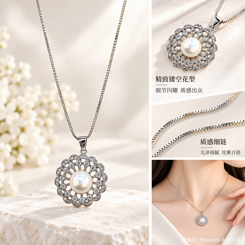 Elegante perla flor colgante collar mujer versión coreana temperamento simple moda versátil regalos accesorios