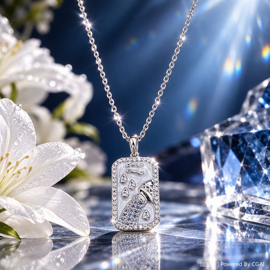 A fashionable silver diamond-encrusted pendant necklace for women, a simple and versatile Korean style accessory gift for your girlfriend Specification image