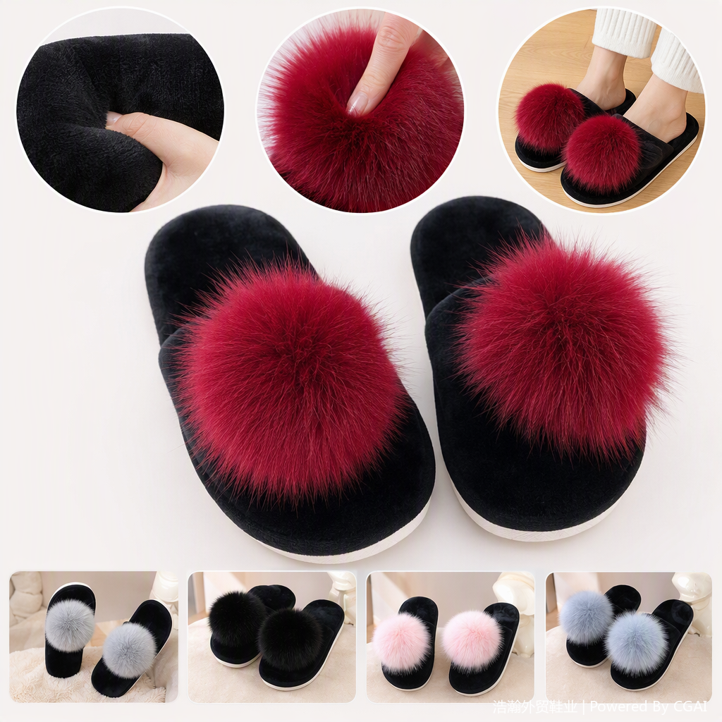 Warm and comfortable cotton slippers for ladies, children's plush slippers, home casual slippers, winter warmth style
