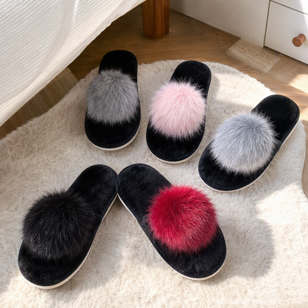 Warm and comfortable cotton slippers for ladies, children's plush slippers, home casual slippers, winter warmth style Item Picture