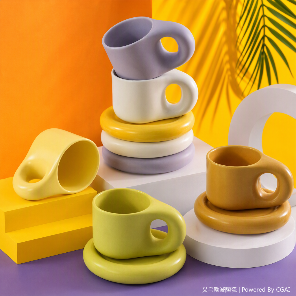 Pareja de cerámica colorida pareja conjunto de tazas creativo hogar diario desayuno taza de agua regalo de pareja pareja estilo tazas combinación Item Picture