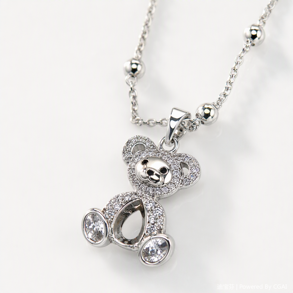Plata con diamantes cute bear colgante collar moda versátil mujer joyería regalo Application Scenario