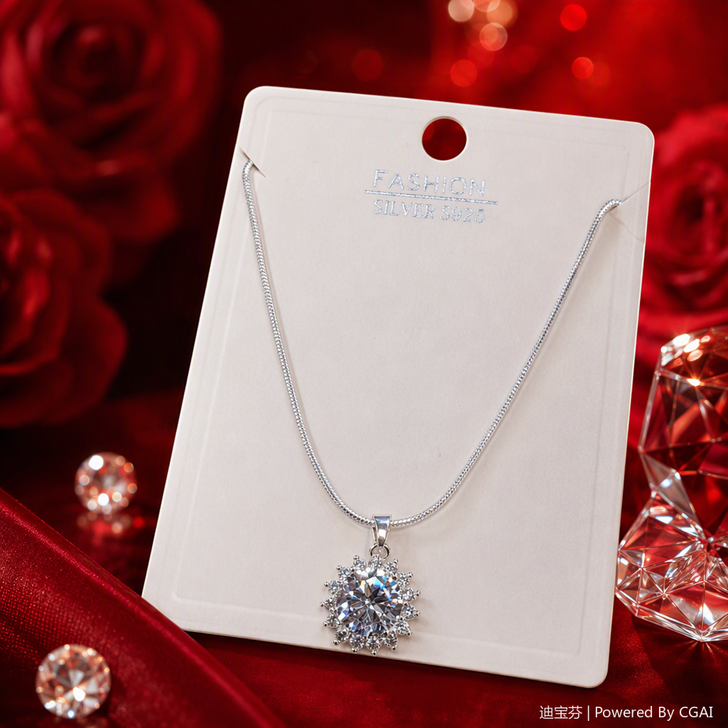 Silver S925 fashionable necklace, snowflake crystal pendant, simple and versatile women's accessory gift Specification image