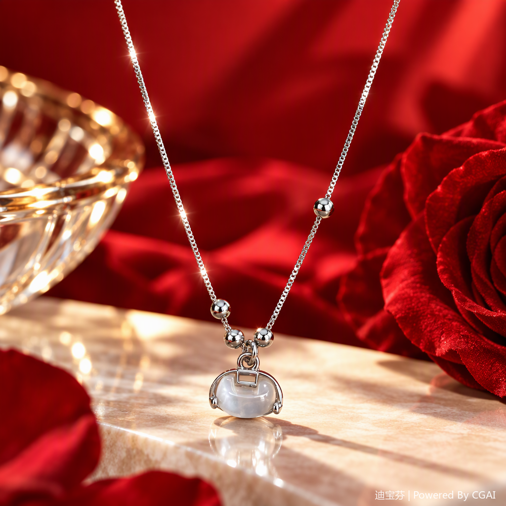 قلادة فضية مع قلادة صغيرة من الزينة النسائية Specification image