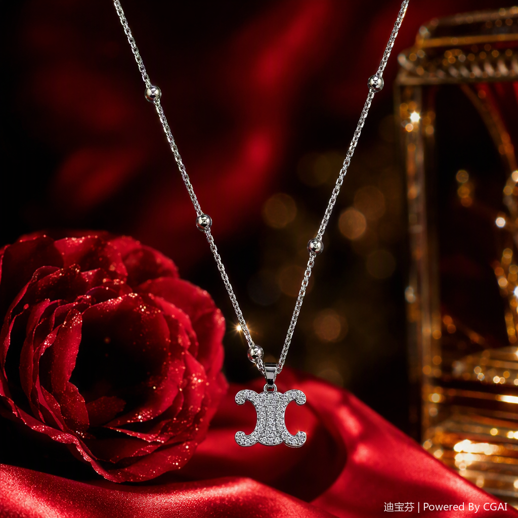 Moda plata diamantes diamantes doble C logo collar mujeres korean versión simple versátil accesorios tendencia collar colgante regalo Specification image